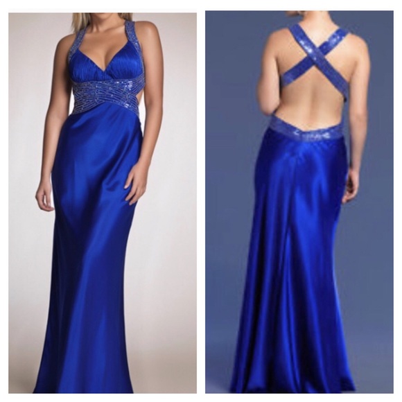 Blue PROM Formal Dress Ball Gown Sexy - Picture 3 of 8